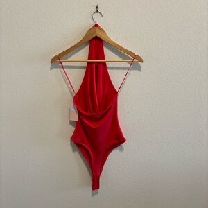 NWT BLASHE LA Draped Neckline Bodysuit in red